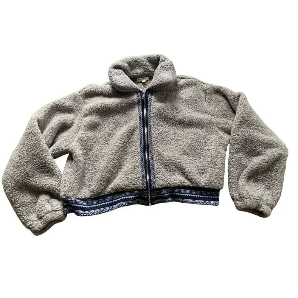 EARTHBOUND TRADING CO Fleece gray short shepra COAT JACKET sz XL